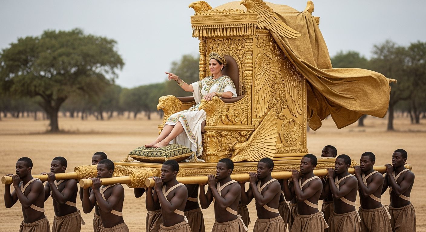 Roman Empress on Golden Throne Sedan Chair