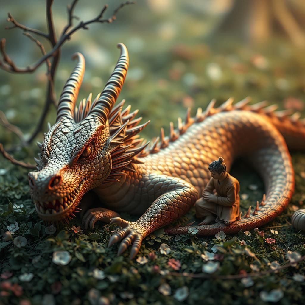 Dragon Recuperating with Care in 3D Anime Style