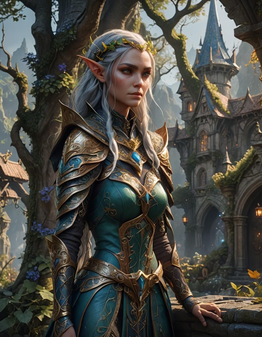 Detailed Painting of a Fantastical Avariel Elf