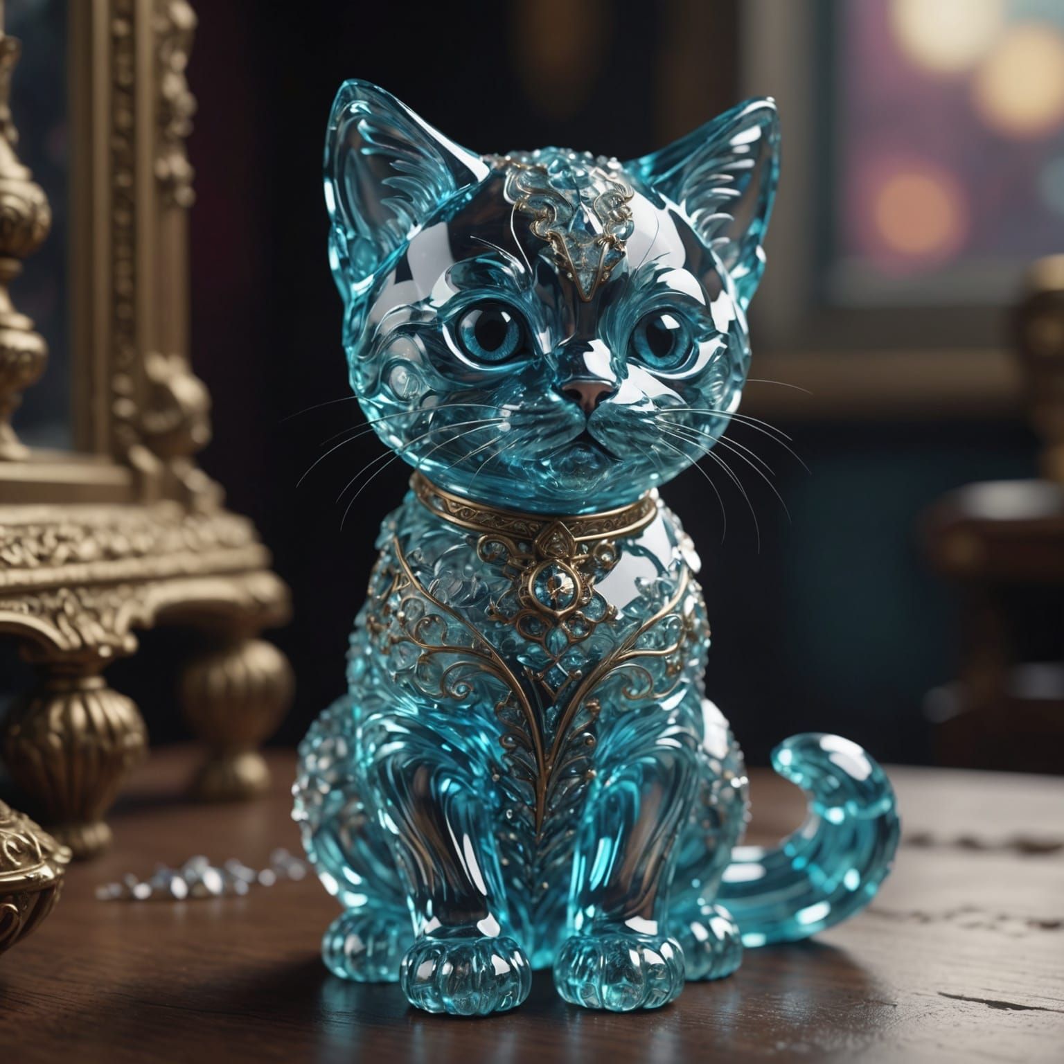 Glass Kitten Figurine: Digital Matte Painting