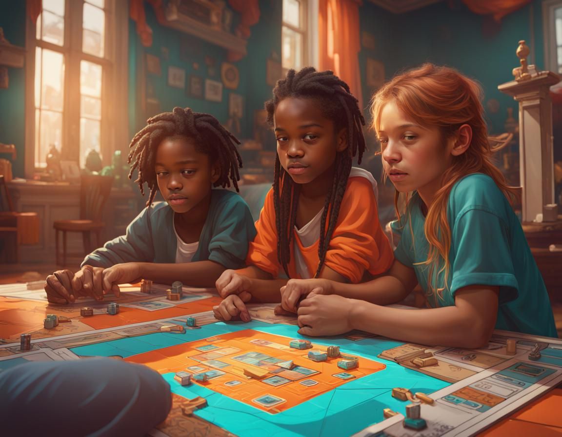 Kids' Sleepover Game Night: Hyperdetailed Concept Art