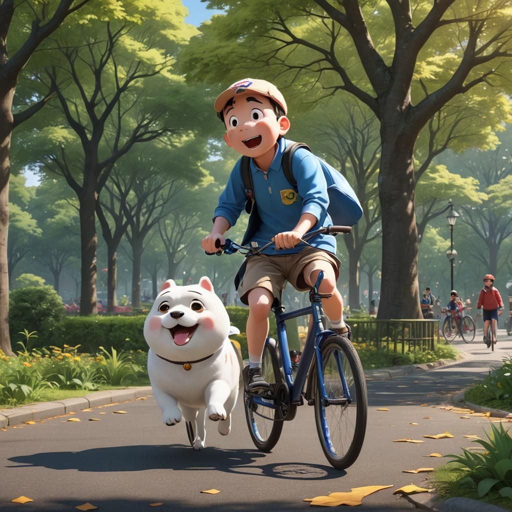 Shinchan Rides His Bicycle: 3D Anime Art
