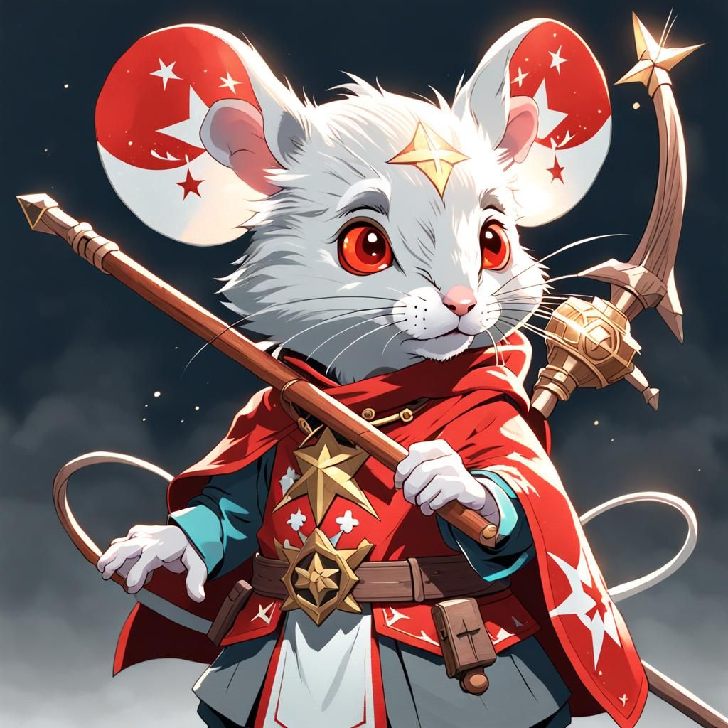 Mouse Mage Portrait in Hyperdetailed Digital Art Style