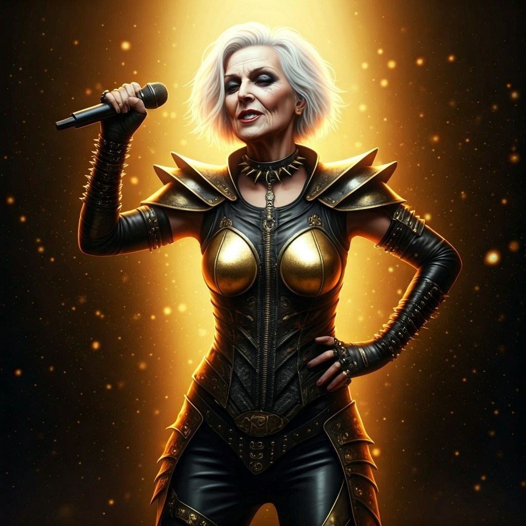 Epic Rock Concert Performance in Synthwave Style