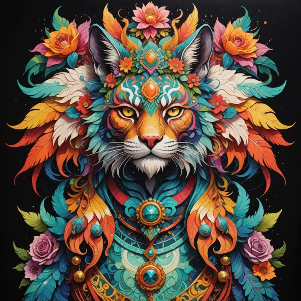 Mysterious Supernatural Creature in Vibrant Fantasy Attire