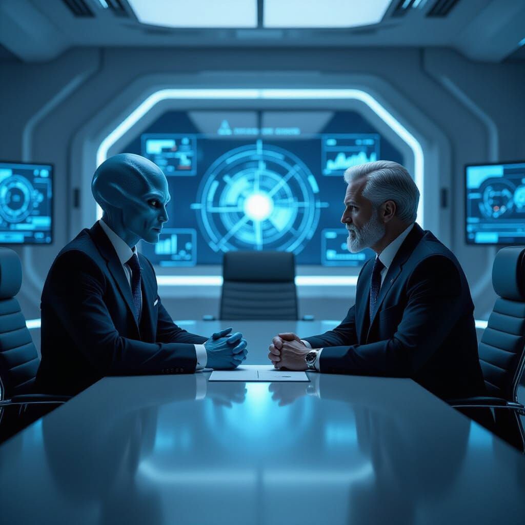 Alien Diplomat Negotiates with Human