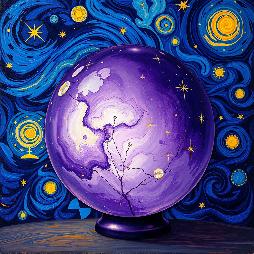 Amethyst Globe Under Starry Night Sky