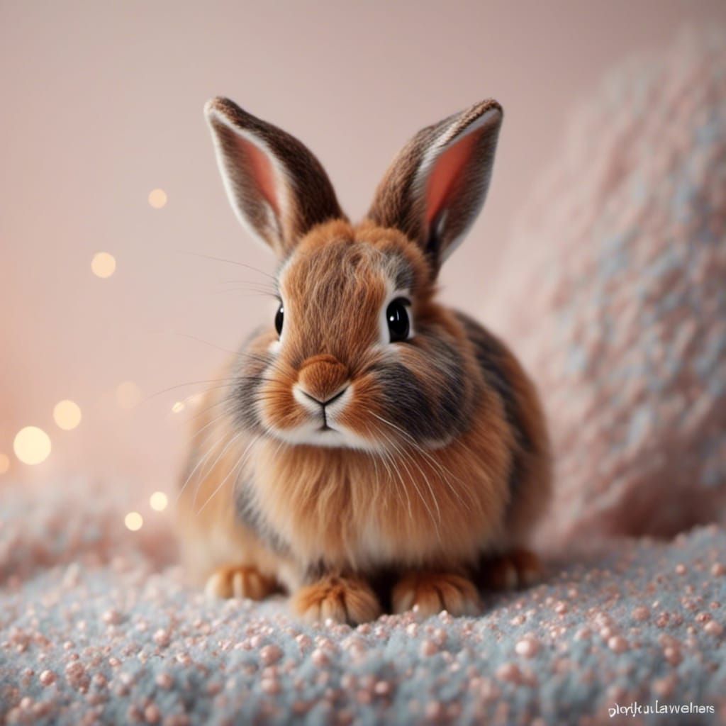 Adorable Realistic Fluffy Bunny in Hyperrealistic Detail