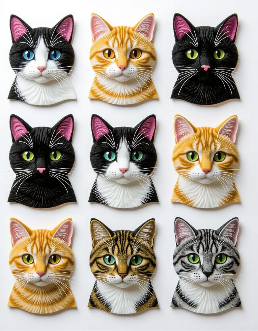Felt Art of Feline Animals and Scenes