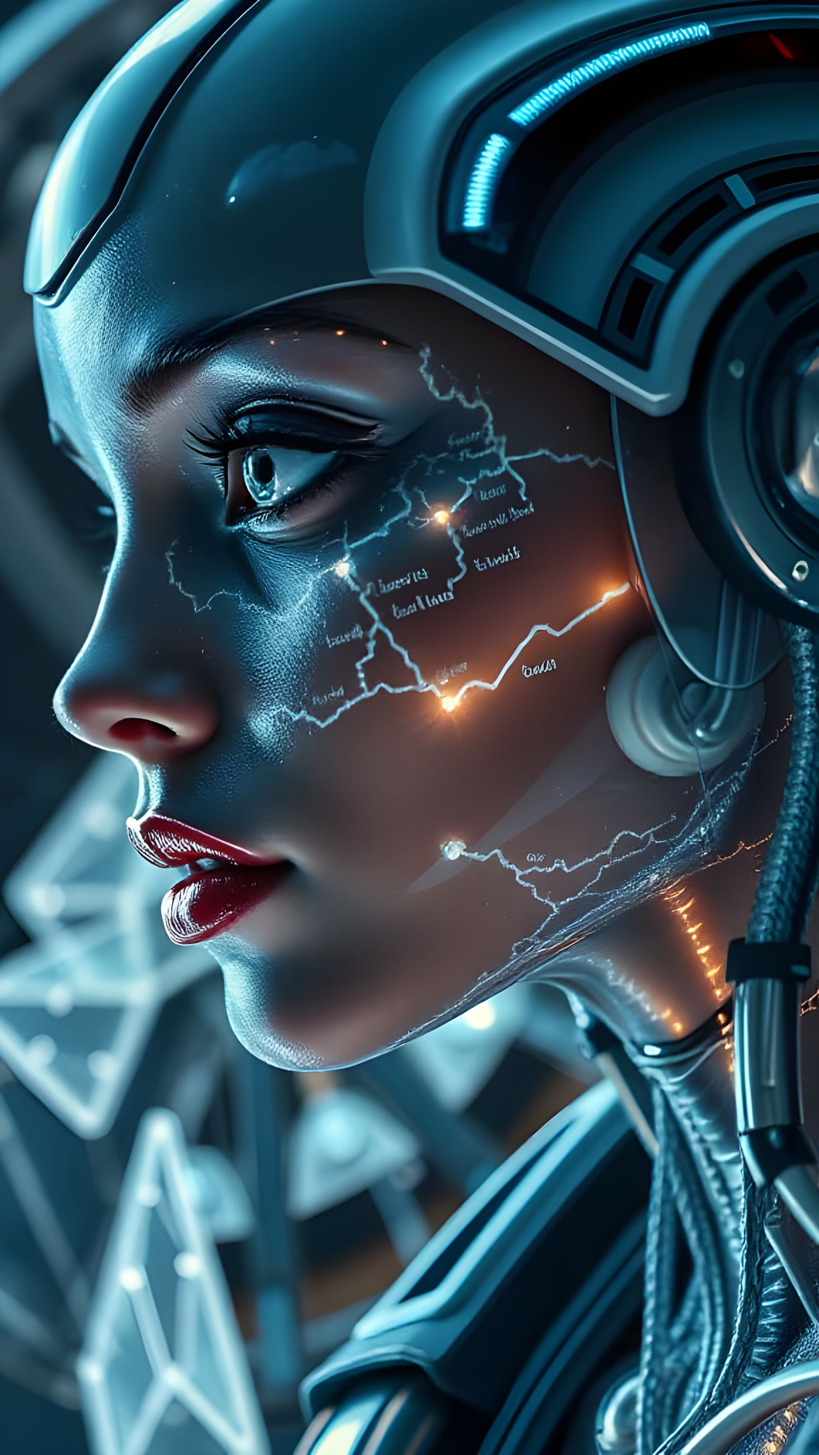 Alien Queen Portrait with Space Map Details