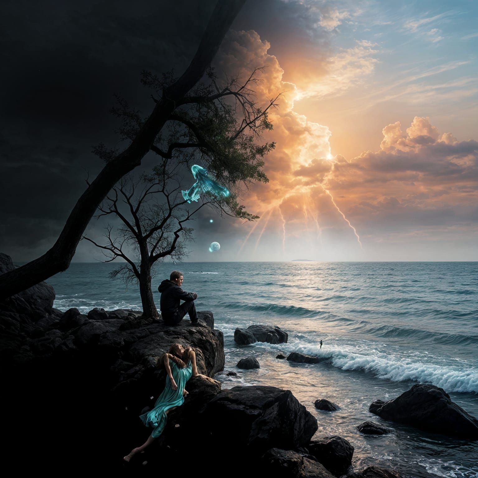 Surreal Scene Blends Two Worlds