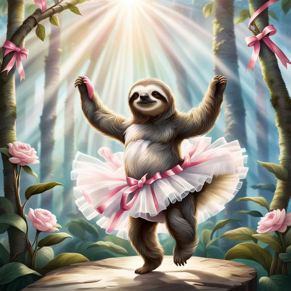 Sloth in Tutu with Dreamlike Lighting