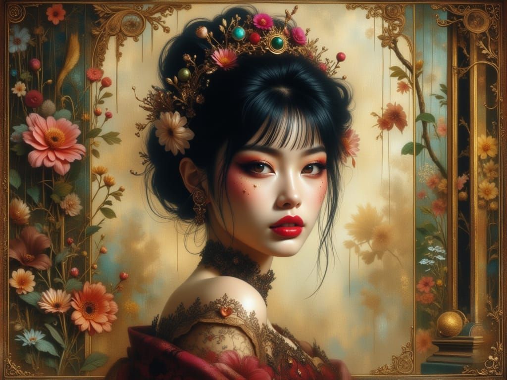 Ethereal Woman Fading Into Background with Magical Details