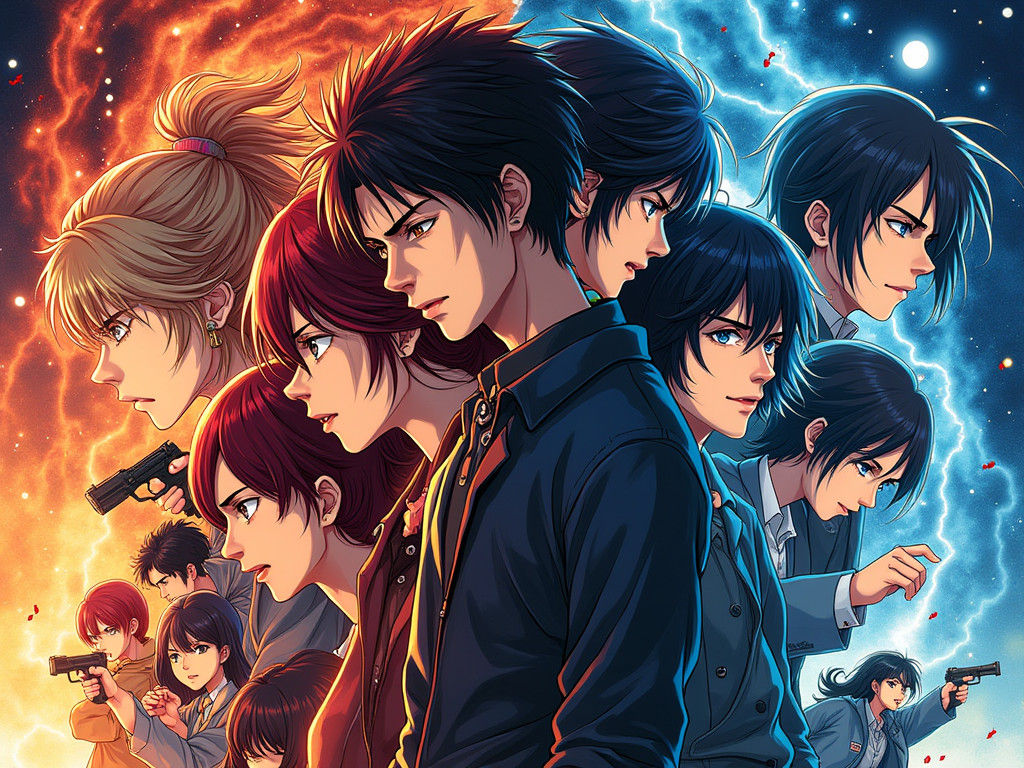 Dynamic K-Drama and Anime Character Clash Poster