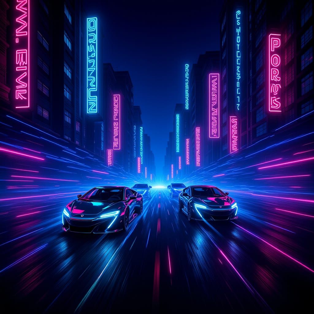 Cinematic Futuristic Street Race in Neon City