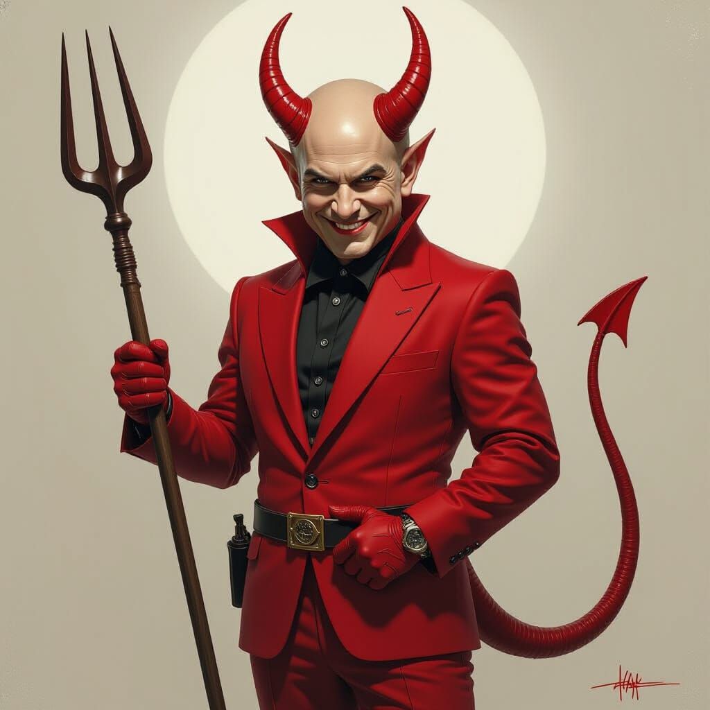 Netanyahu as Devil: Dark Fantasy Portrait