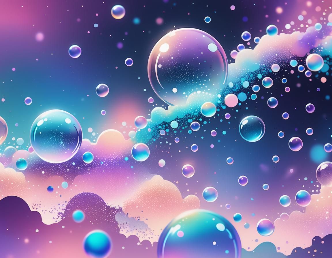 Pastel Ombre YouTube Banner with Bubbles and Sparkles