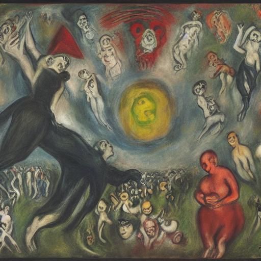 Surreal Hellscape Inspired by El Greco, Ensor, Chagall