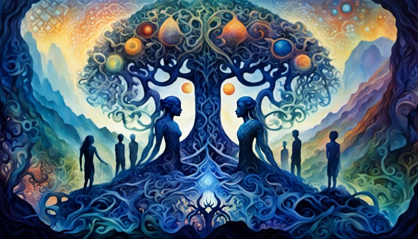 Intertwined Mindscapes: Ethereal Biomechanical Art