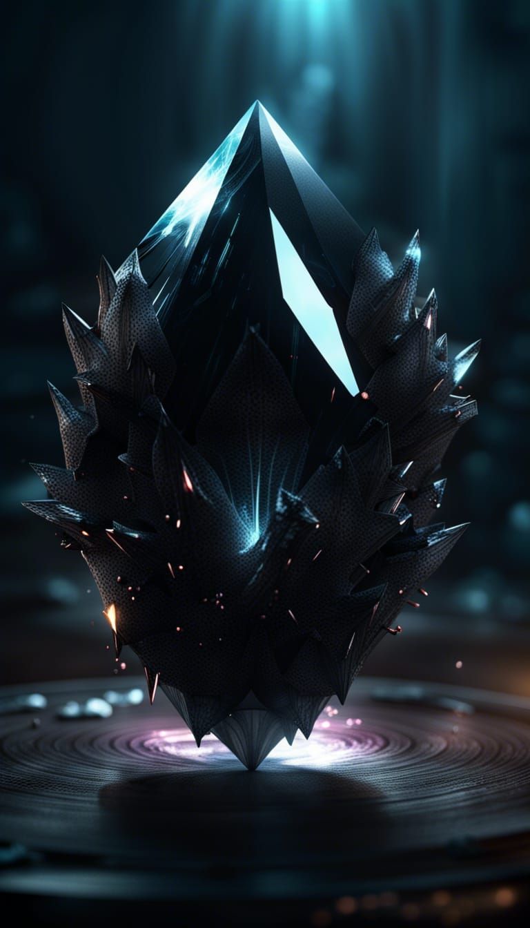 Levitating Black Crystal in Dark Fantasy Cell Shading
