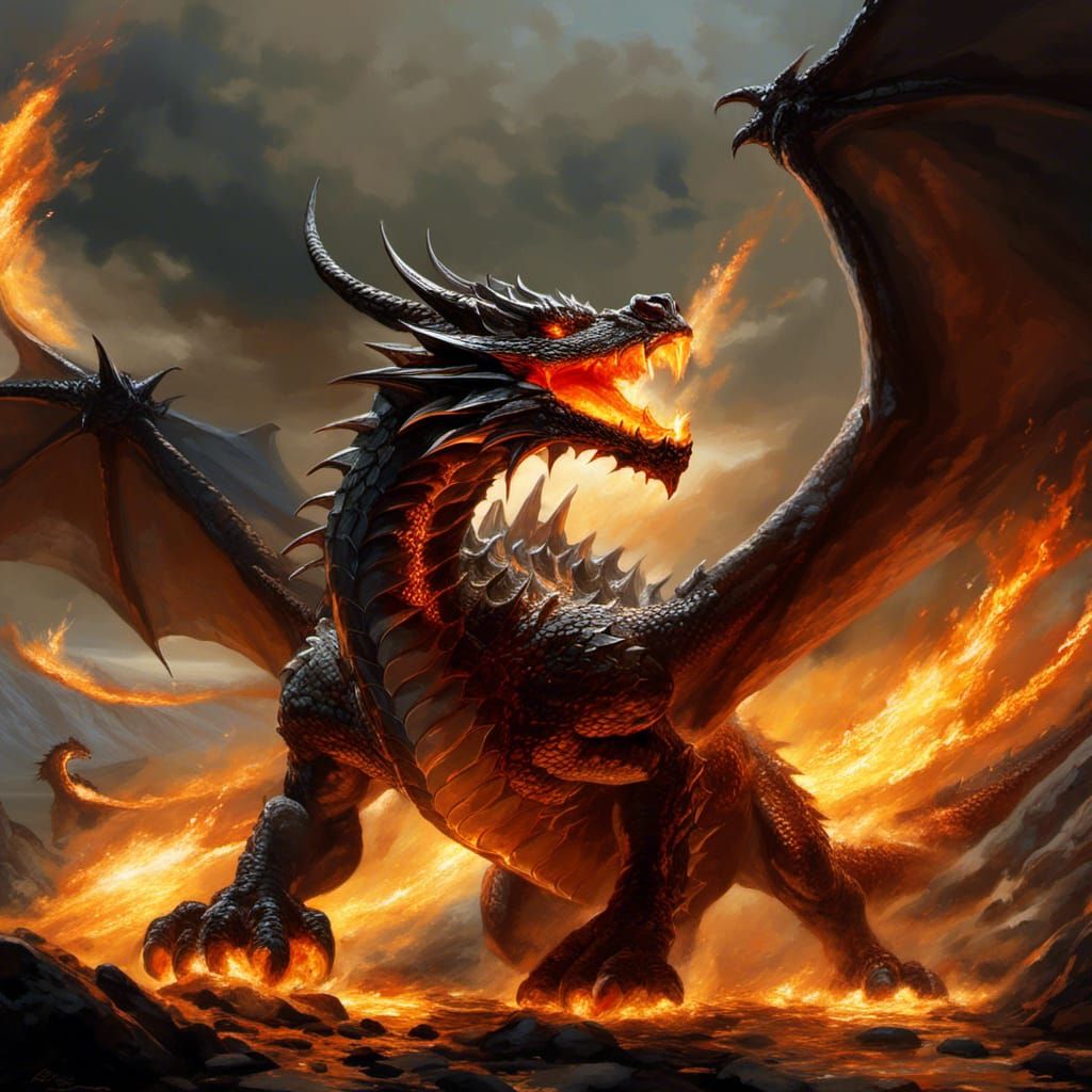 Futuristic Dragon in Fantasy RPG Landscape