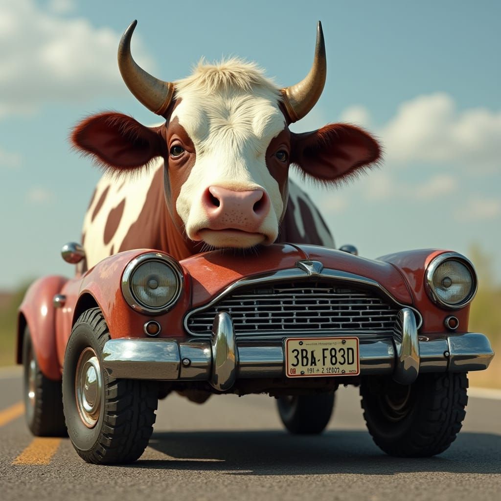 Spotted Cow Car with Chrome Grill