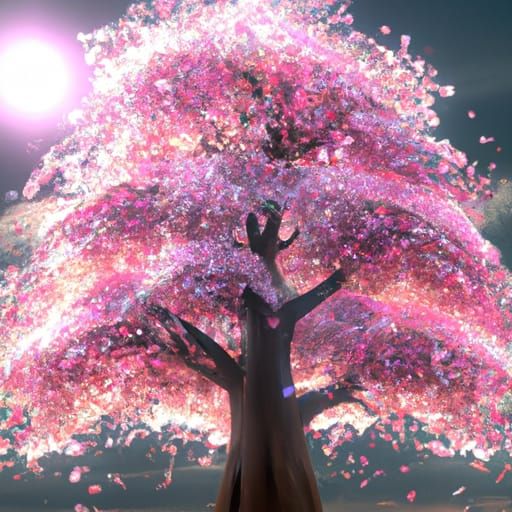 Epic Ice Sakura Tree Sci-Fi Concept Art