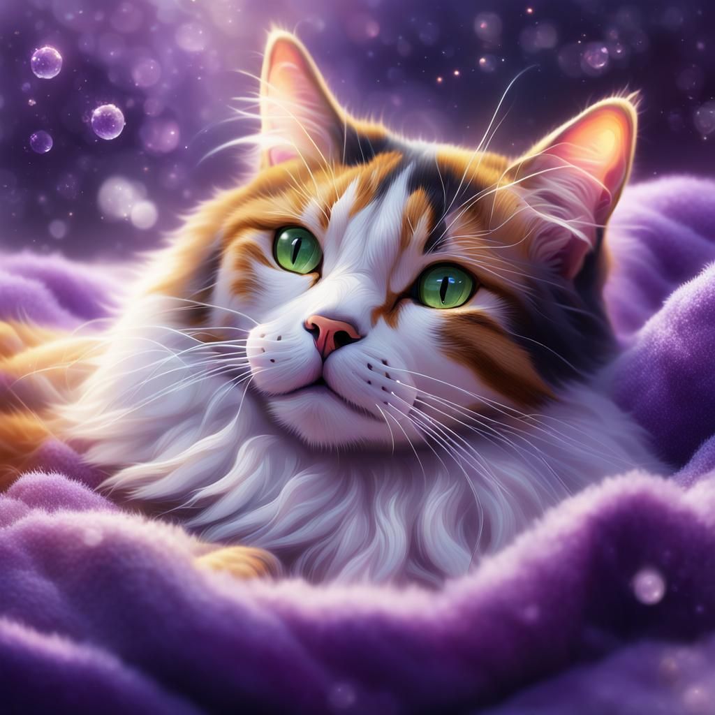 Calico Cat in Ethereal Fantasy Digital Art