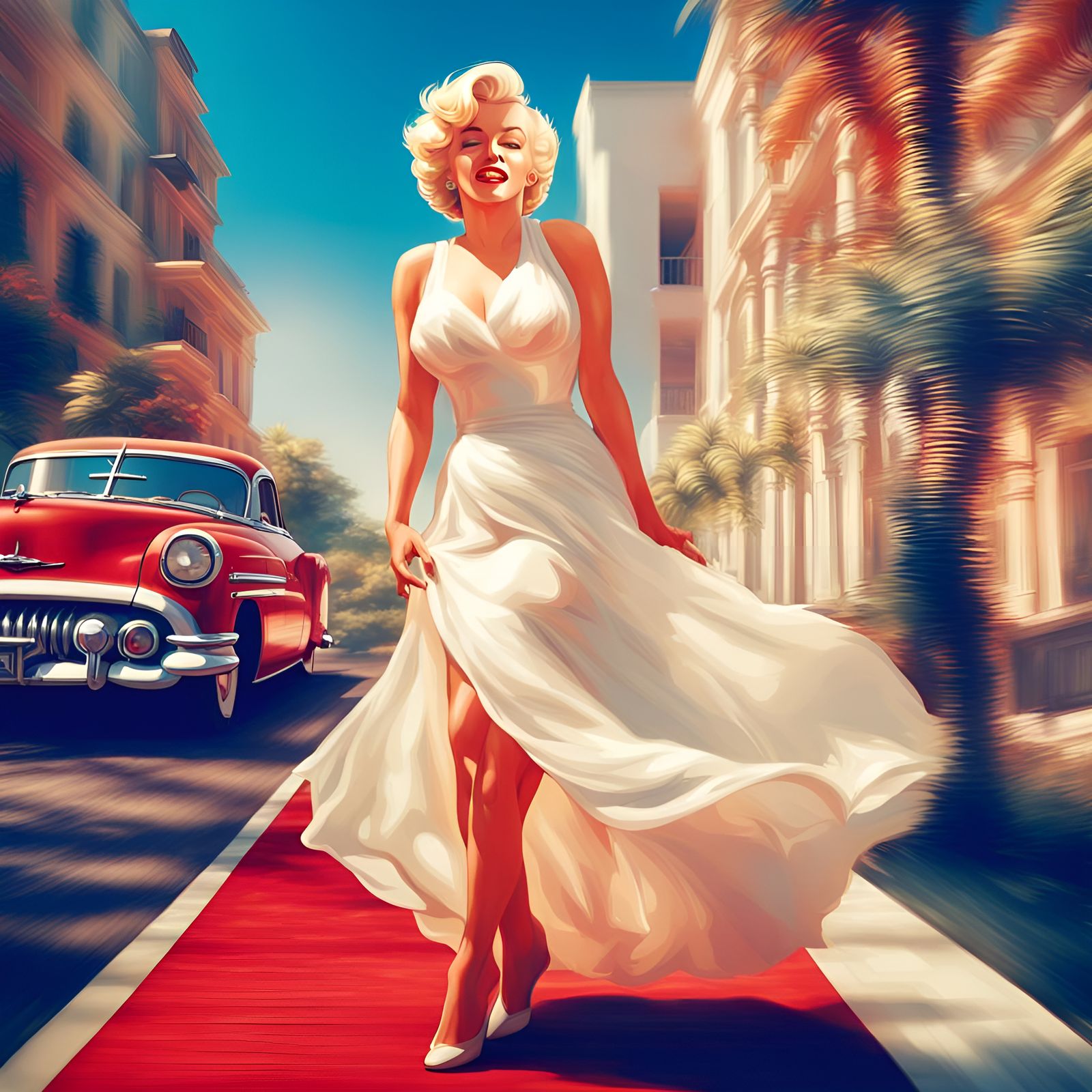 Marilyn Monroe Portrait in White Dress