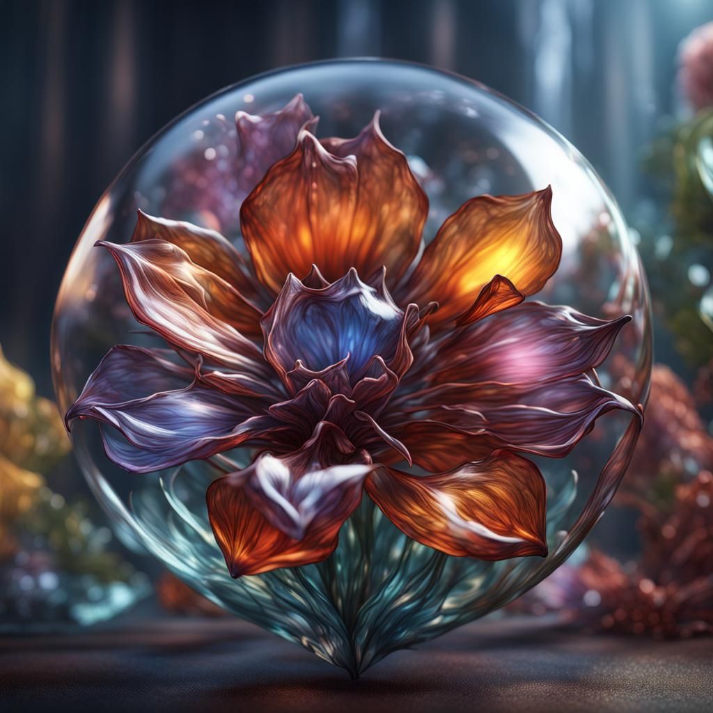 Majestic Glass Flower in Detailed Matte Painting