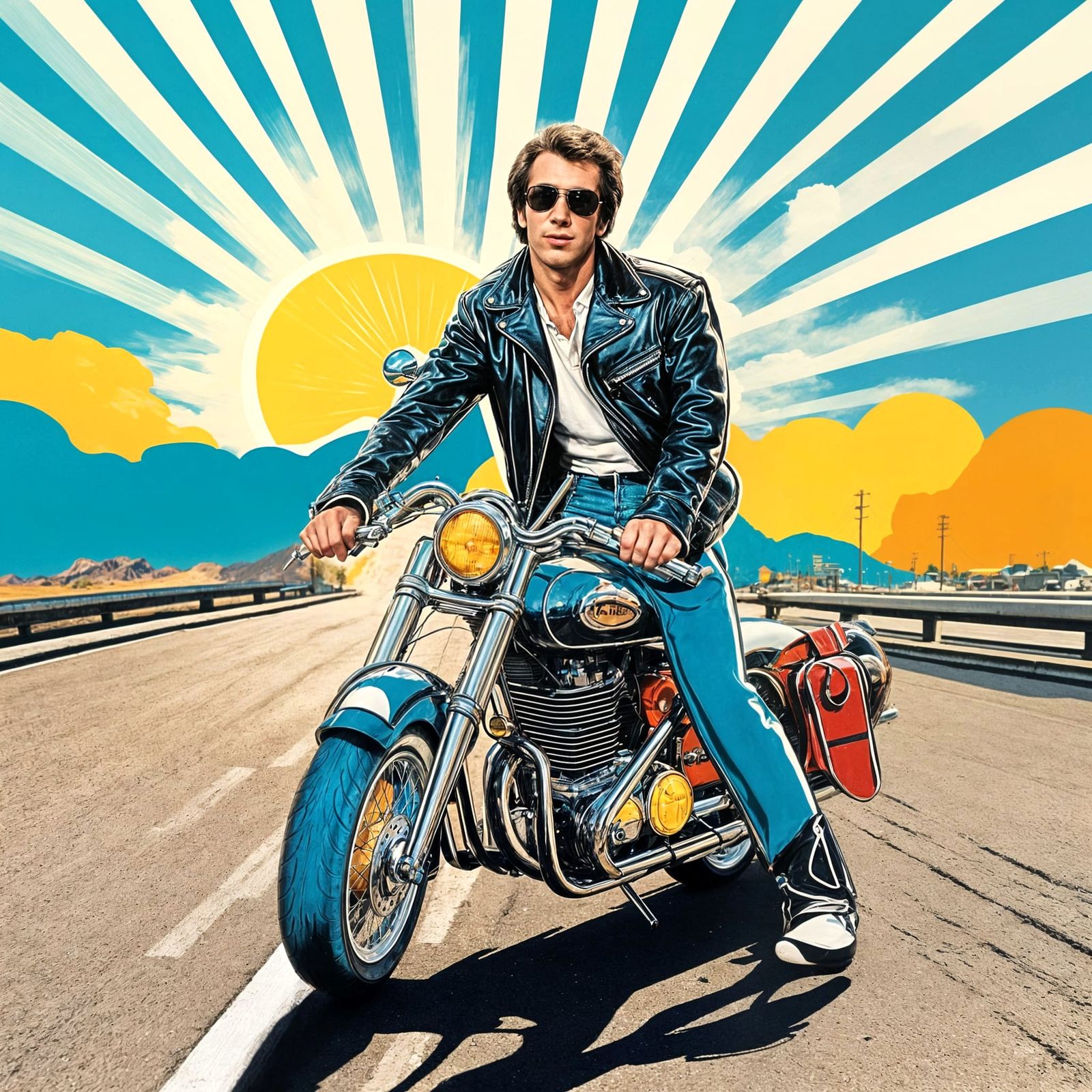 The Fonz and Motorcycle in 1950s Style