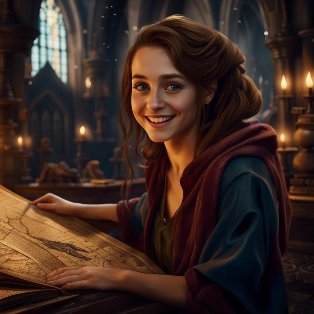 Girl Watches Marauder's Map in Harry Potter Style