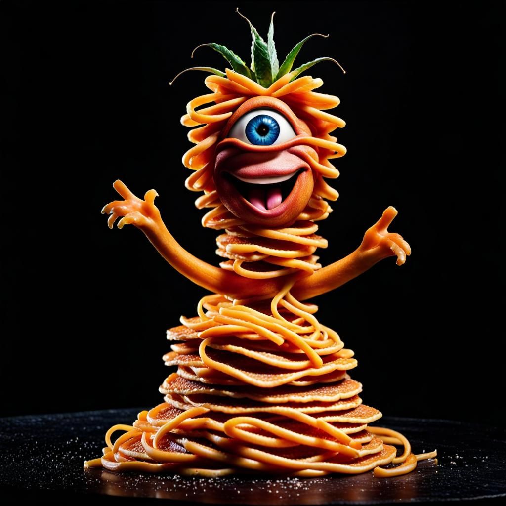 Lasagna God in Surreal Cybertronian Landscape