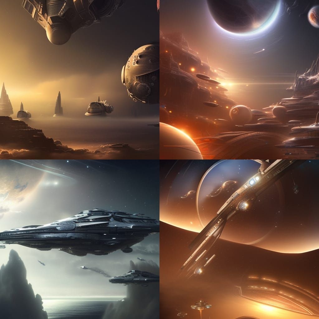 Epic Space Ships in Dramatic Digital Painting