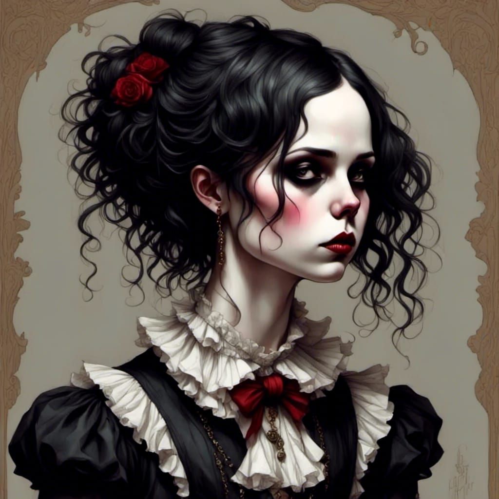 Goth Emo Clown in Mark Ryden Style