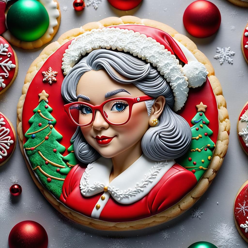 Hyperrealistic Ms. Claus Cookie Portrait