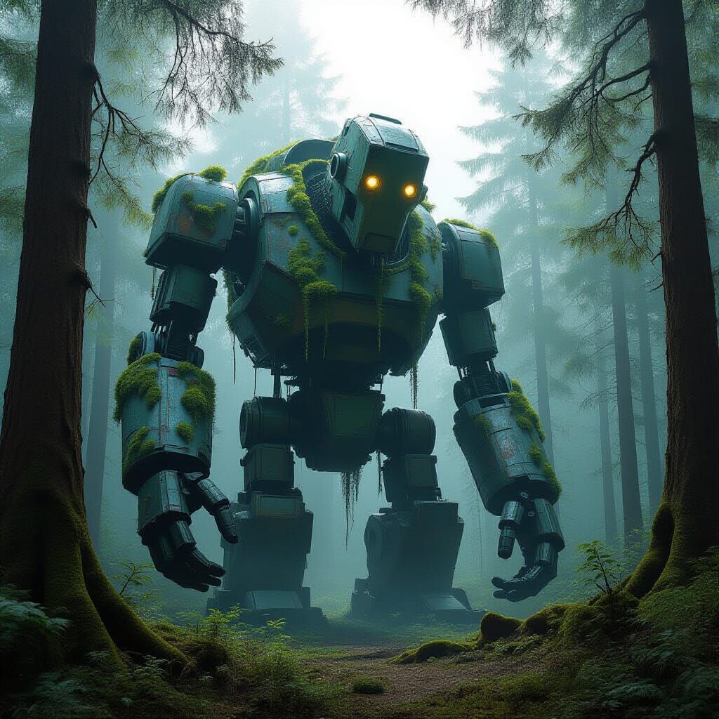 Ancient Automaton in Misty Forest