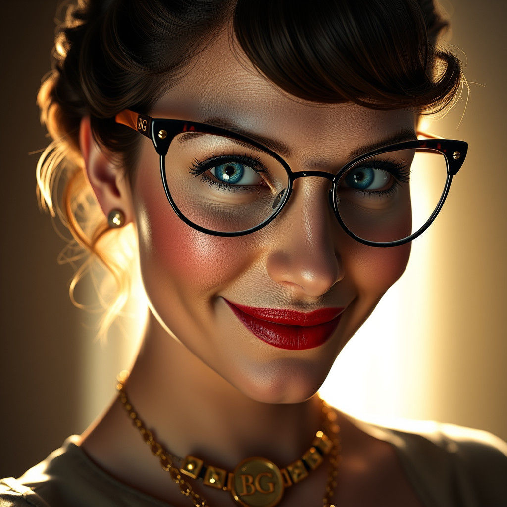 French Woman with Blue Eyes in Retro Style