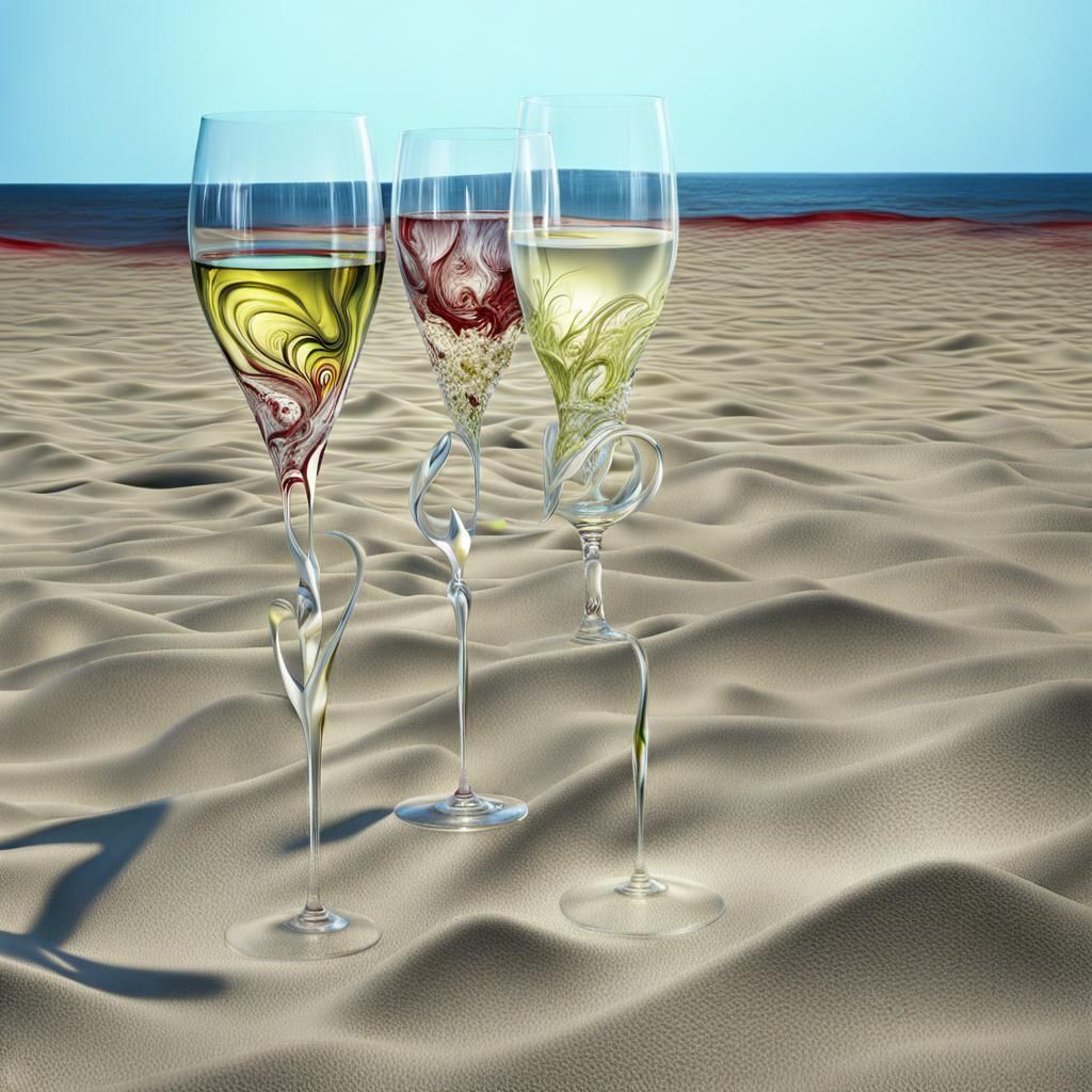 Detailed 3D Render of Whimsical Wine Glasses