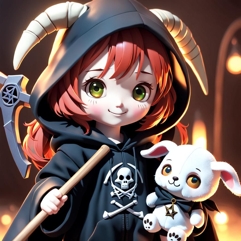 Anime Grim Reaper Toddler in 3D Art