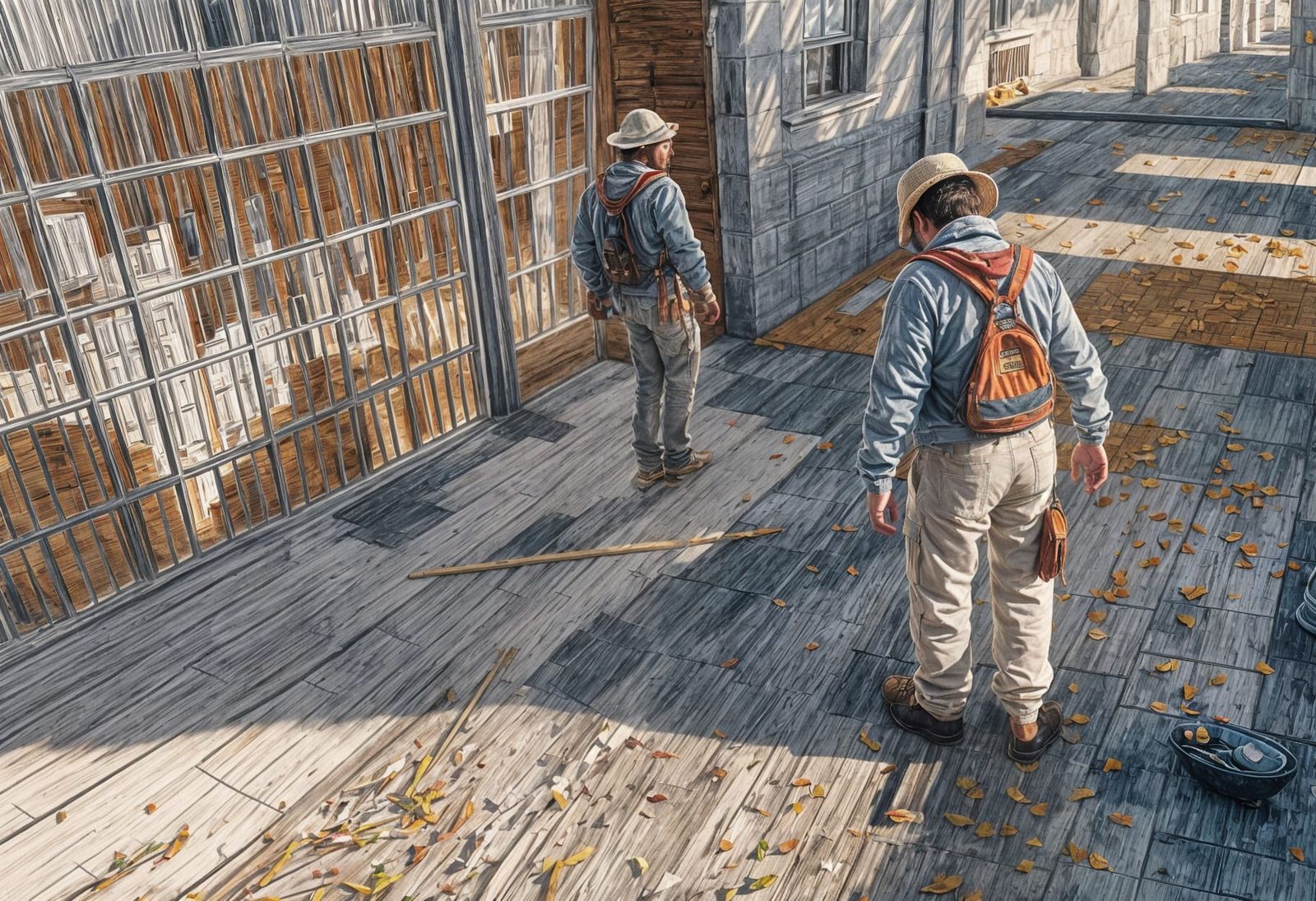 Astonished Man in Pencil Sketch, Triangle Composition