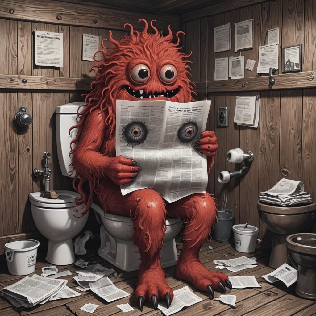 Little Red Monster's Toilet Time