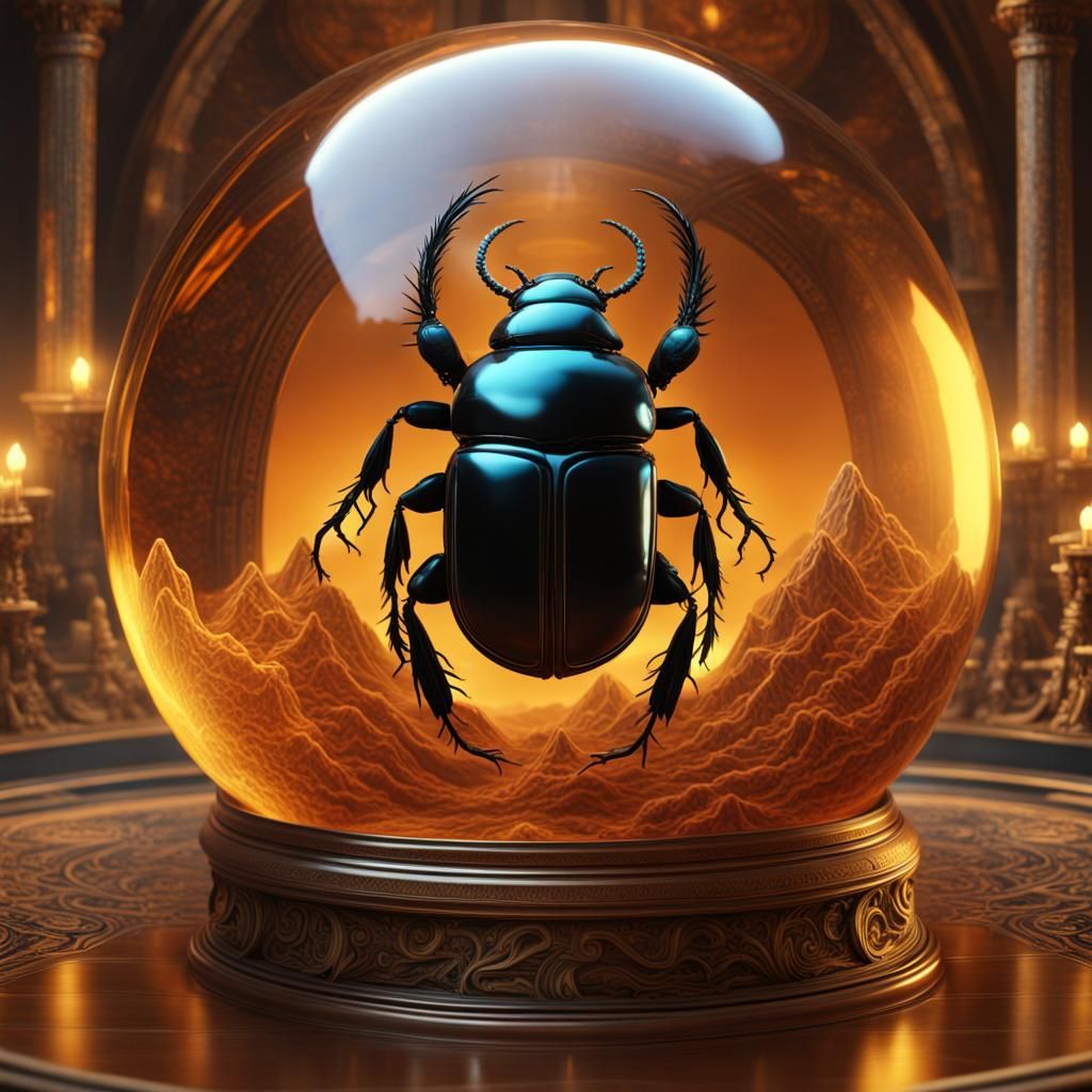 Scarab Beetle Encased in Amber: Digital Matte Painting