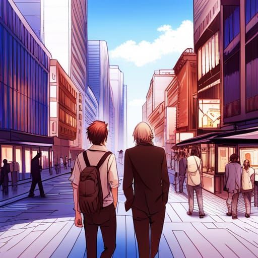 Handsome Men in Tokyo: Anime-Inspired Digital Art