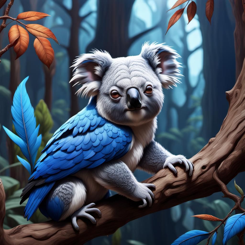 Koala Monkey Blue Jay Hybrid Concept Art