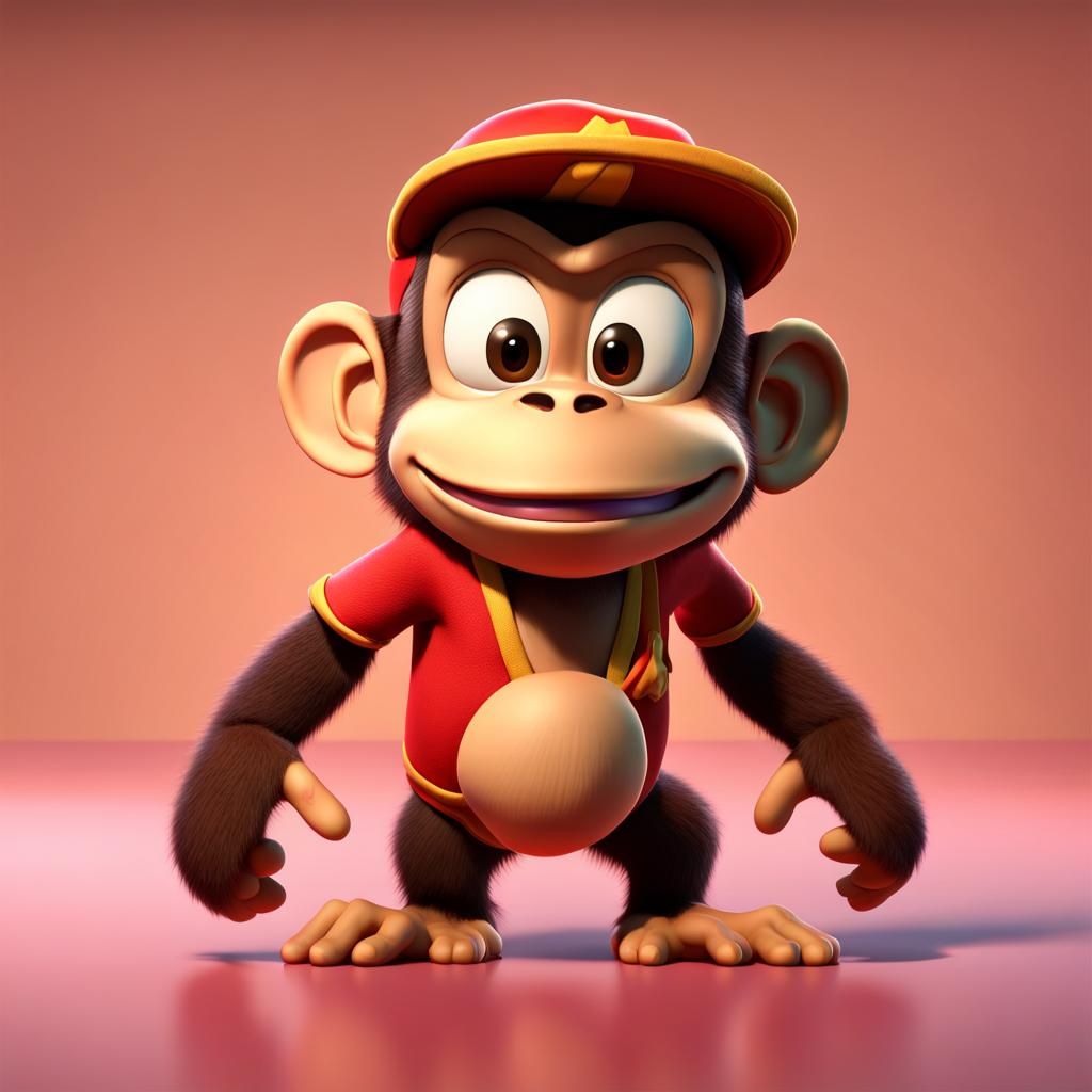 Diddy Kong Reimagined as 3D Digital Art