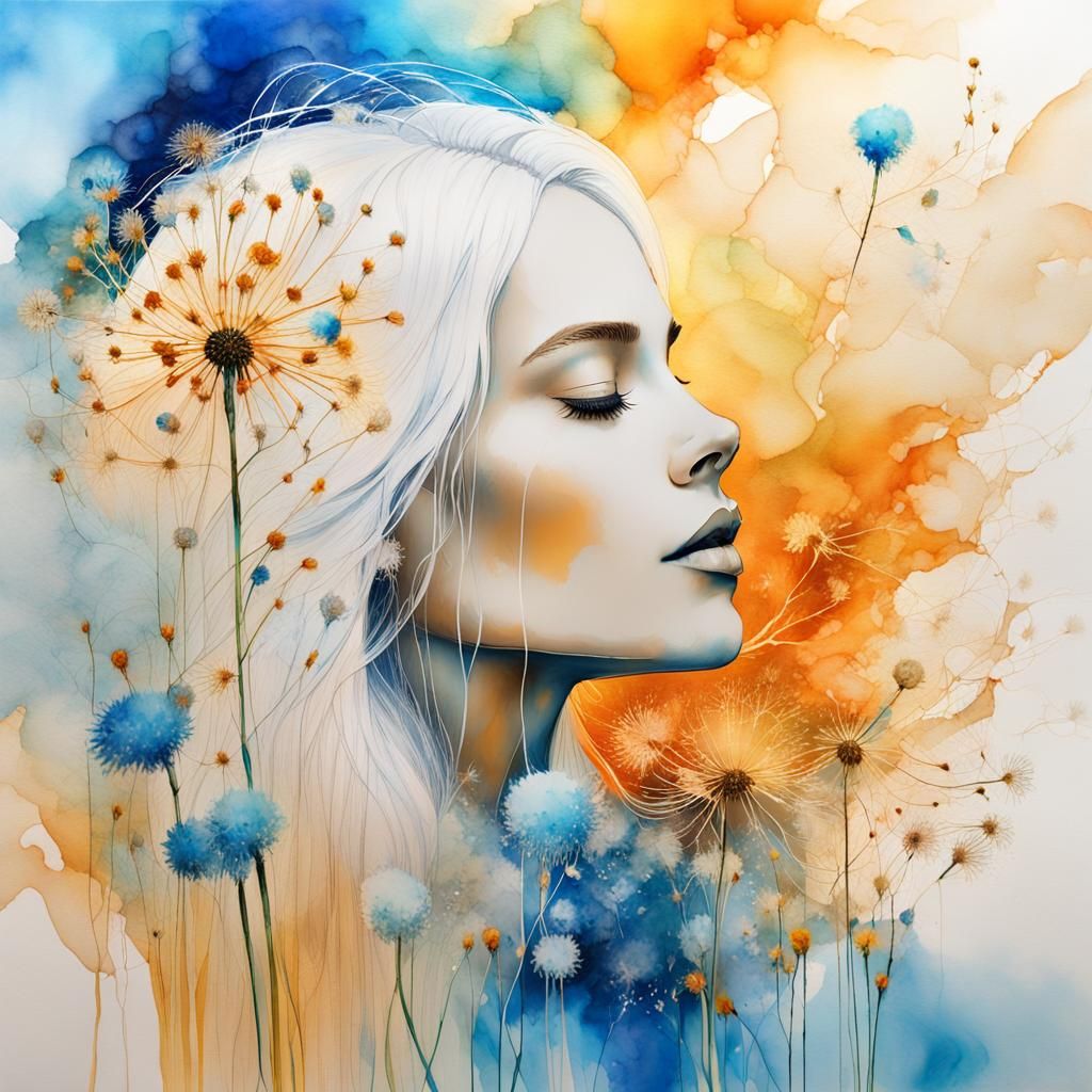 Abstract Crystal Ice Painting: Woman Kissing Baby