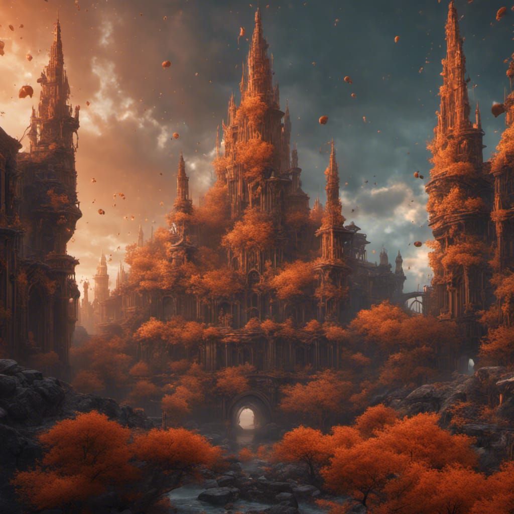 Fantastical Orange Landscape Concept Art