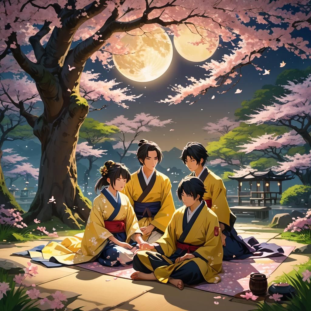 Sakura Picnic: Anime-Style Under the Moon