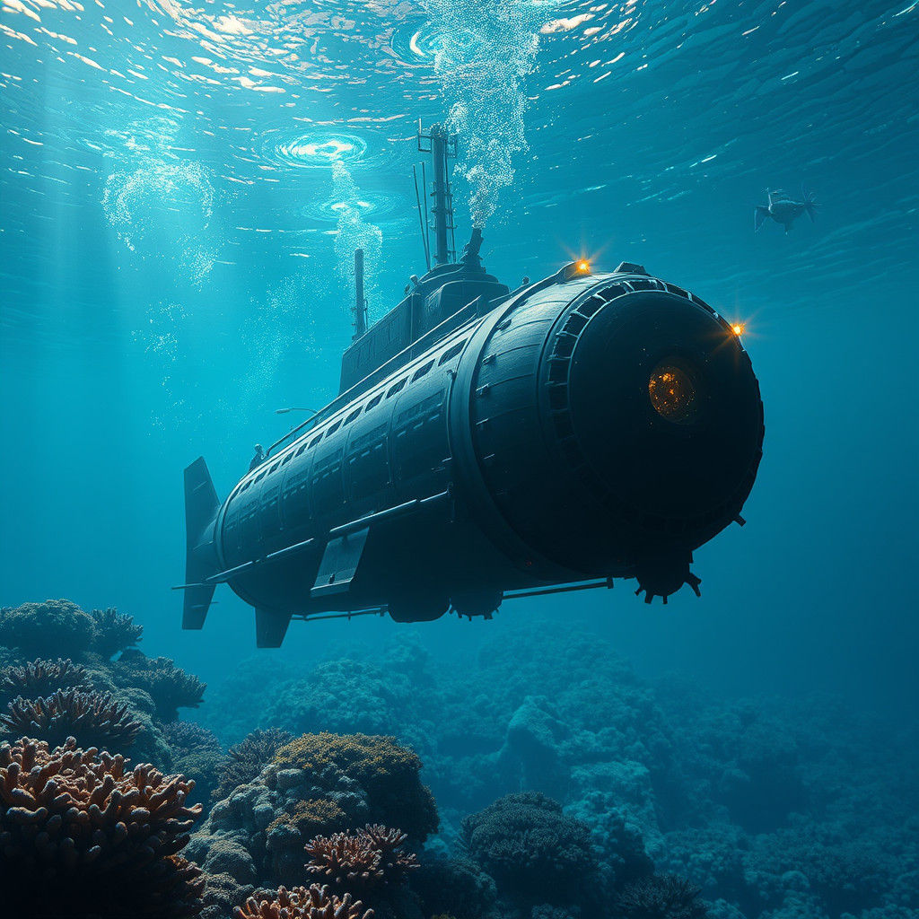 Submarine Adventure in a Coral Reef: Digital Matte Painting
